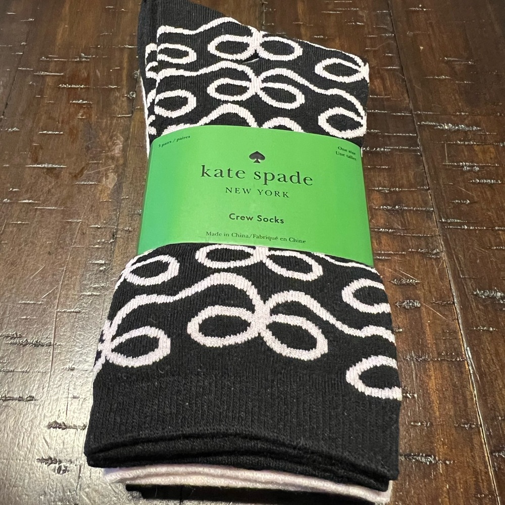 Kate Spade New York Bows Spade Black & White 3 Pack Home Crew Socks